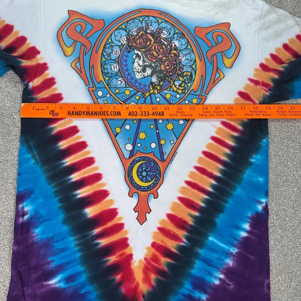 Grateful Dead Liquid Blue Tie Dye T Shirt Steal Your Face Skeleton Roses‎ Medium